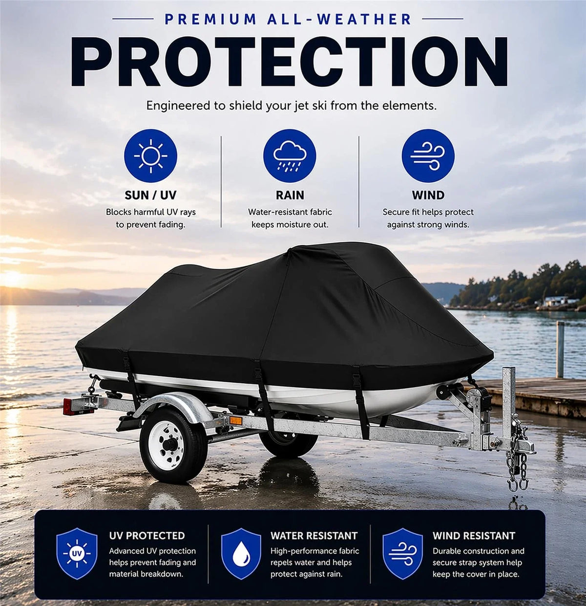 Jet Ski Cover for Sea Doo GTX 4-TEC (2002–2007) Black