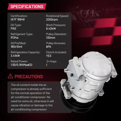 AC Compressor 55066151 for Wrangler 99, Jeep Grand Cherokee 93-98