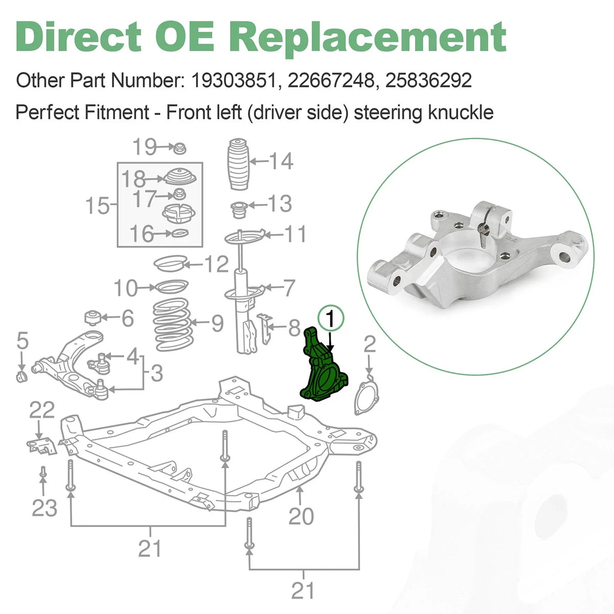 Front Driver Side Steering Knuckle for Chevrolet Pontiac 19303851