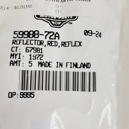 Red Reflectors 5-Pack for Harley-Davidson License Plate (59988-72A)
