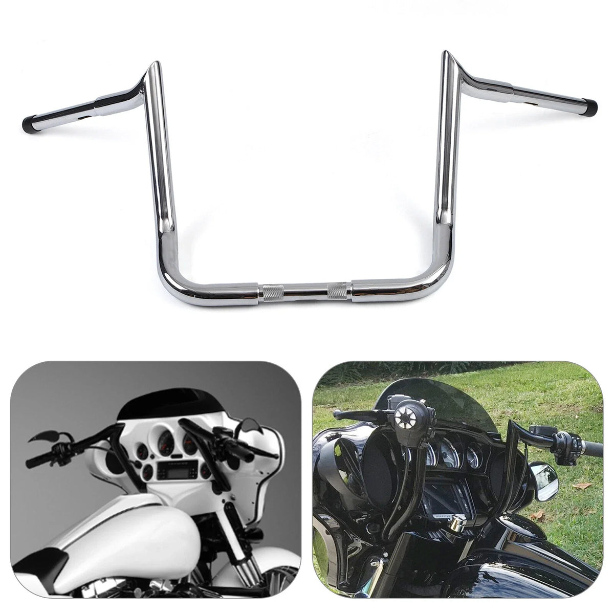 14" Meathook Ape Hanger Handlebars for Harley Touring Street Electra Glide