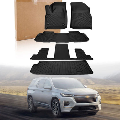 Set of 5 Floor Mats + Cargo Liner for Chevy Traverse (2018–2025) TPE Rubber
