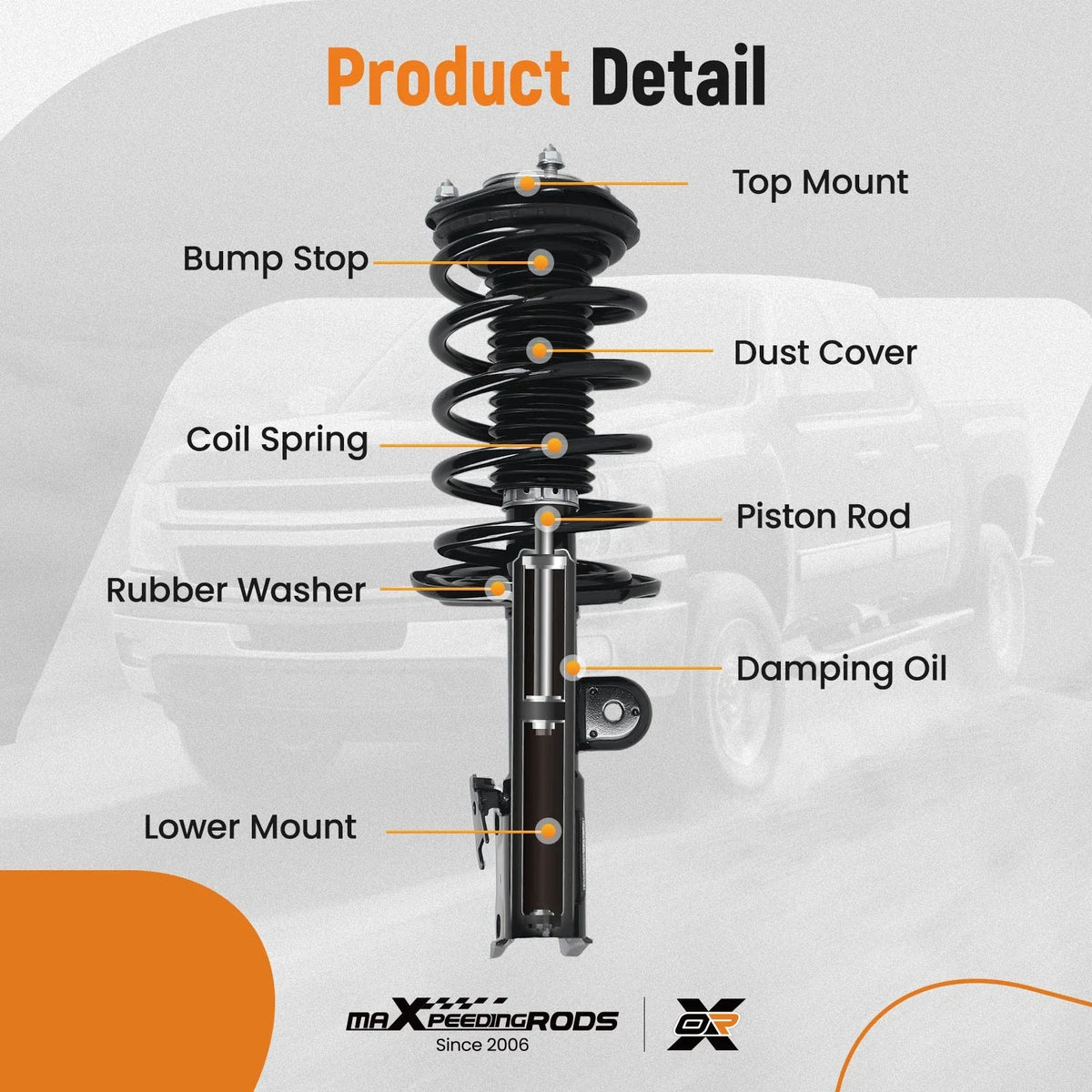 2X Front Shock Struts w/Coil Spring Assembly for Toyota Prius (2010–2015)