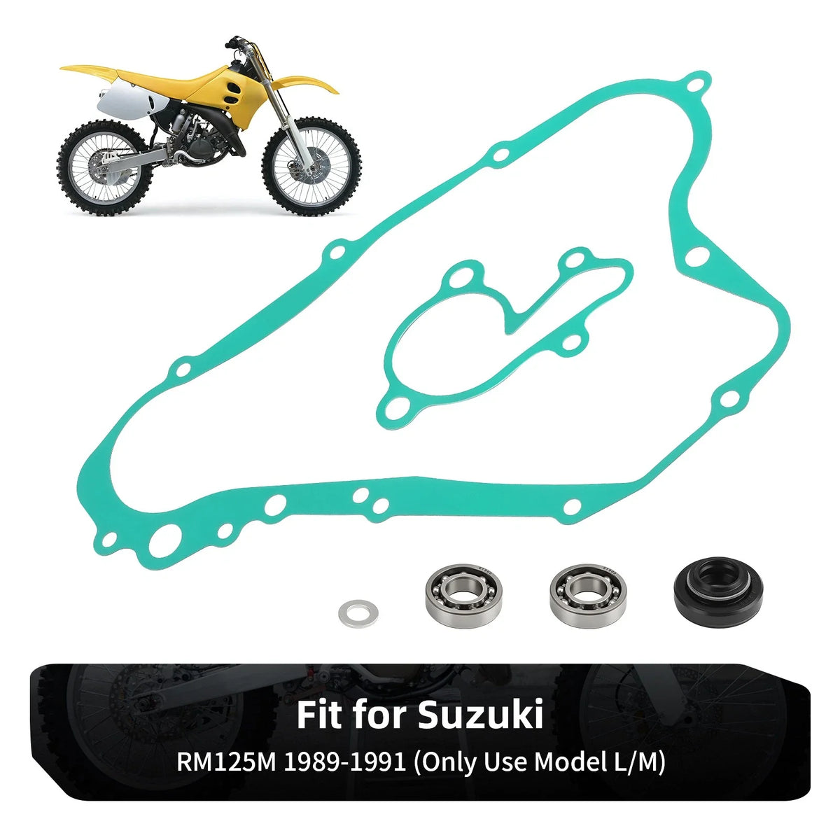 Water Pump Seals & Clutch Cover Gasket for Suzuki RM125M (1989–1991) 17461-03B00