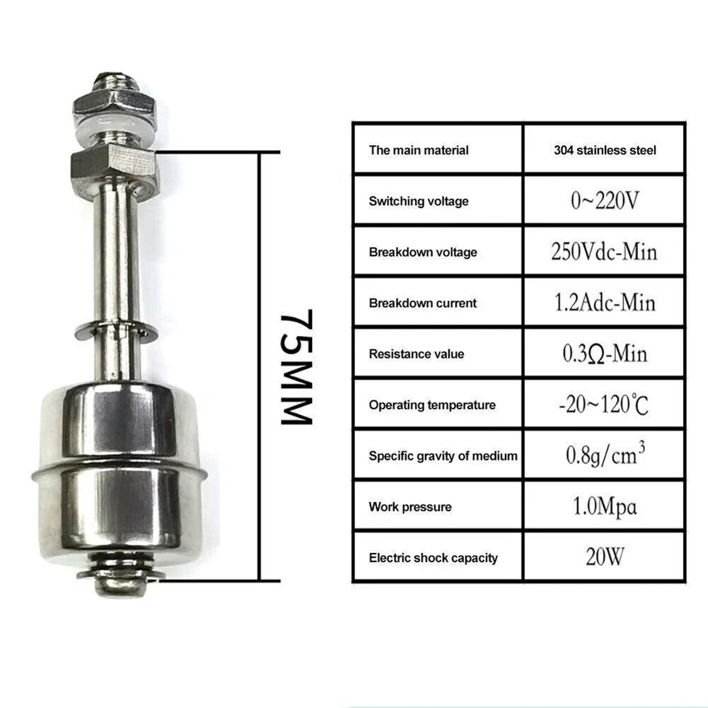 Water Level Sensor Float Switch for Easy Use (Stainless Steel)