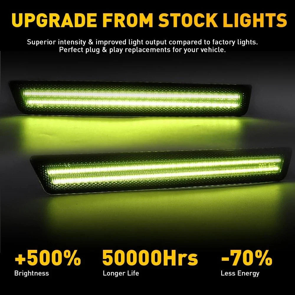4X Green LED Side Marker Lights Kit for Dodge Challenger 2015-2022