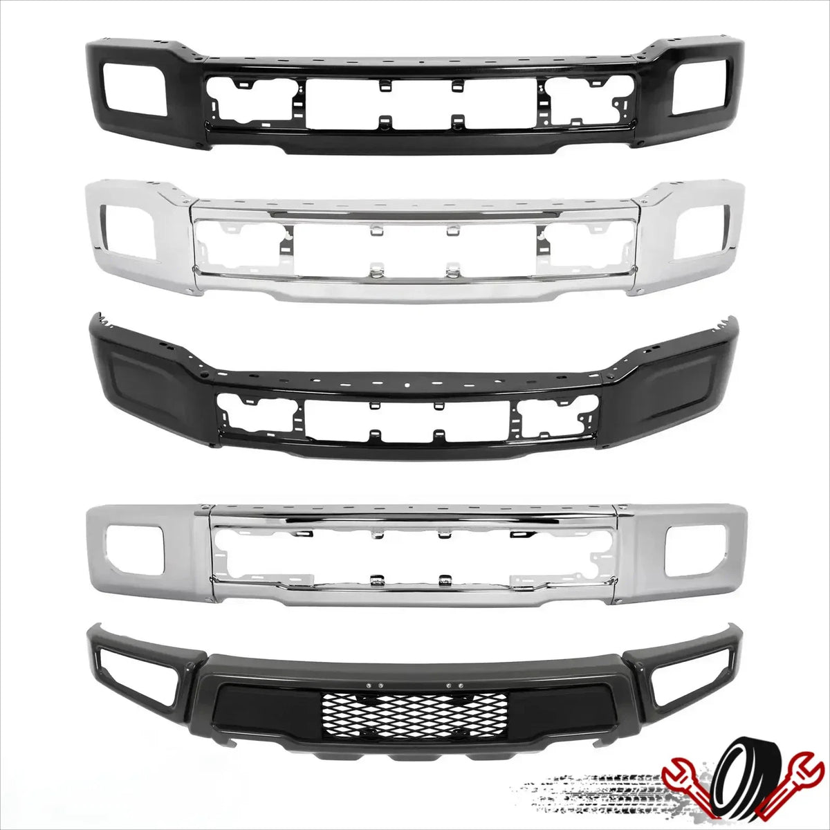 Steel Front Bumper for Ford F-150 (2015–2020) Chrome/Black/Gray