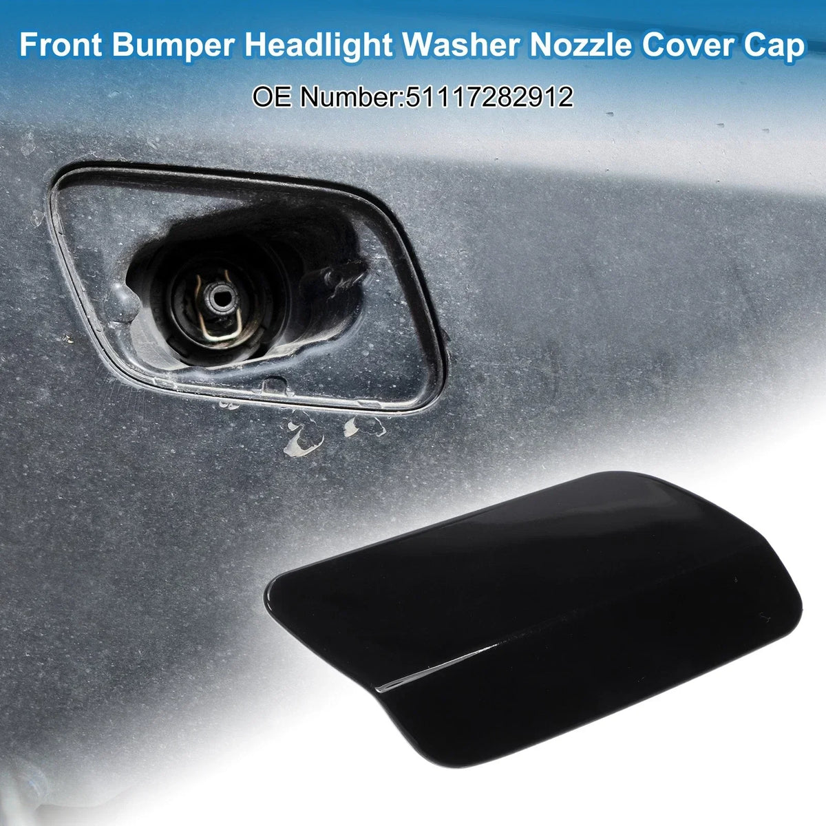 Black Washer Nozzle Cover Cap for BMW 640i Front Right Side Bumper