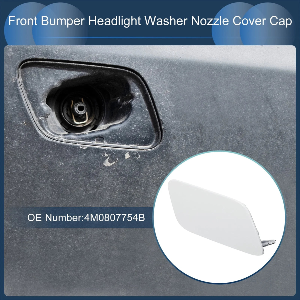 Washer Nozzle Cover Cap for Audi Q7 (2017–2019) White 1 Pcs