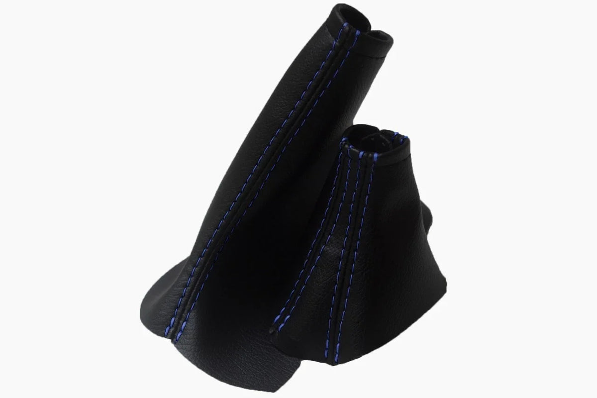 Leather Automatic & Brake Boot Set for Volvo S60 S80 V70 (2001–2005) Blue Stitch