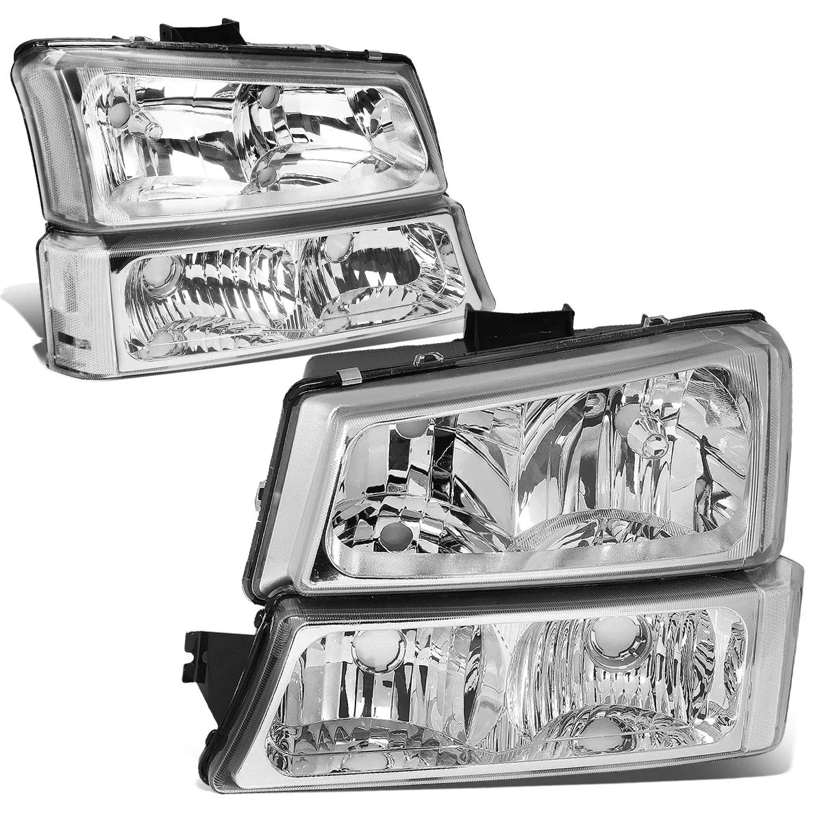 Chrome Headlight + Clear Bumper + Black Smoke 3D LED Tail Light for Silverado (2003–2007)