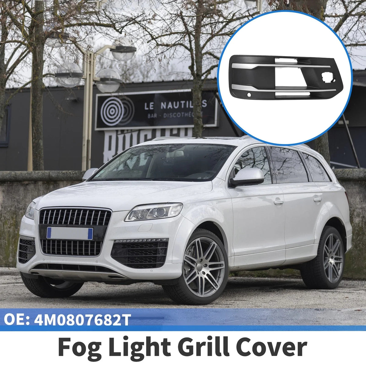 Fog Light Grill for Audi Q7 (2007–2015) No. 4M0807682T Black Silver Tone