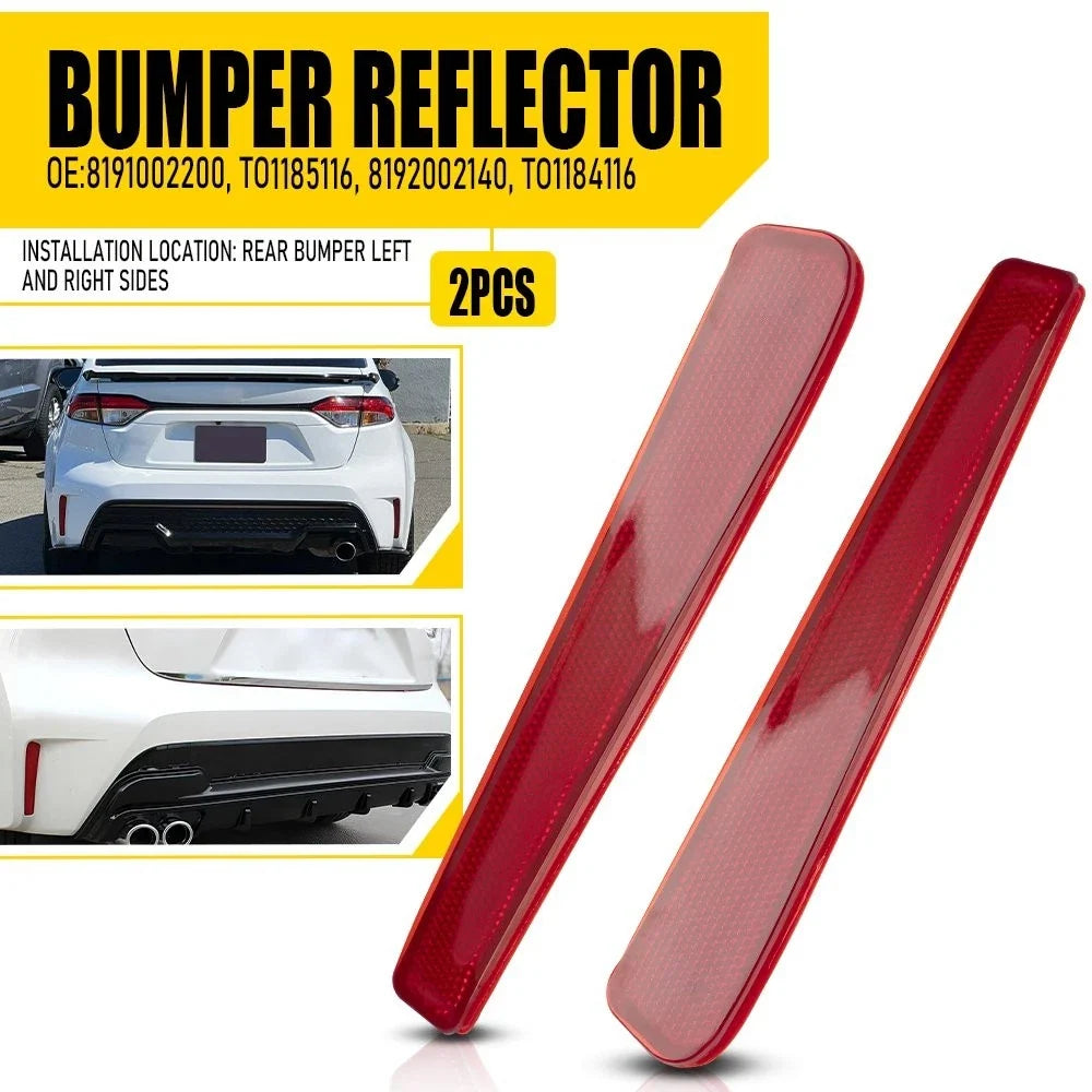 Set of 2 Rear Reflector Bumpers for 2020-2022 Toyota Corolla