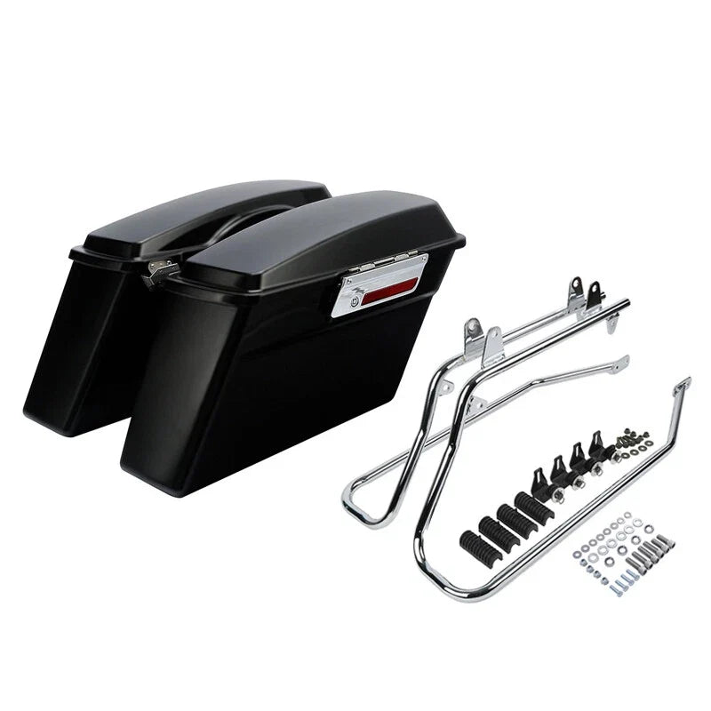 Matte Black Saddlebags with Conversion Bracket for Harley Softail 1984-2017