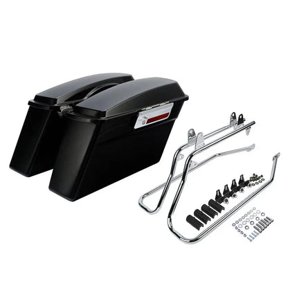 Matte Black Saddlebags with Conversion Bracket for Harley Softail 1984-2017