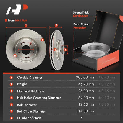 Front Brake Pads and Disc Rotors Set for Hyundai Sonata (2015-2019)
