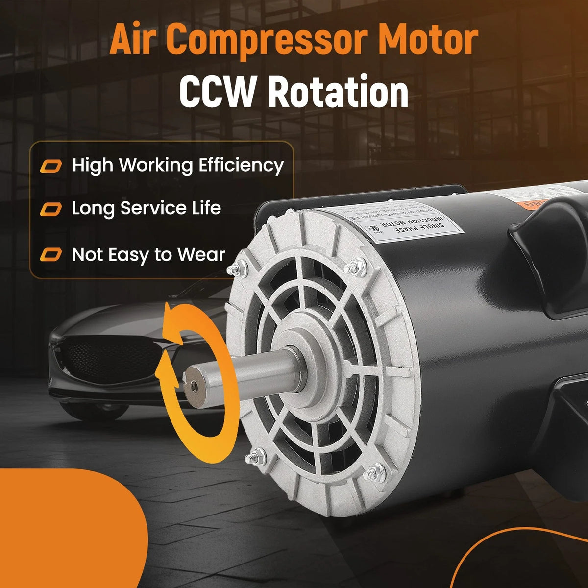 Electric Motor 5HP for Air Compressor - 230V, 56Hz, Keyed Shaft 7/8