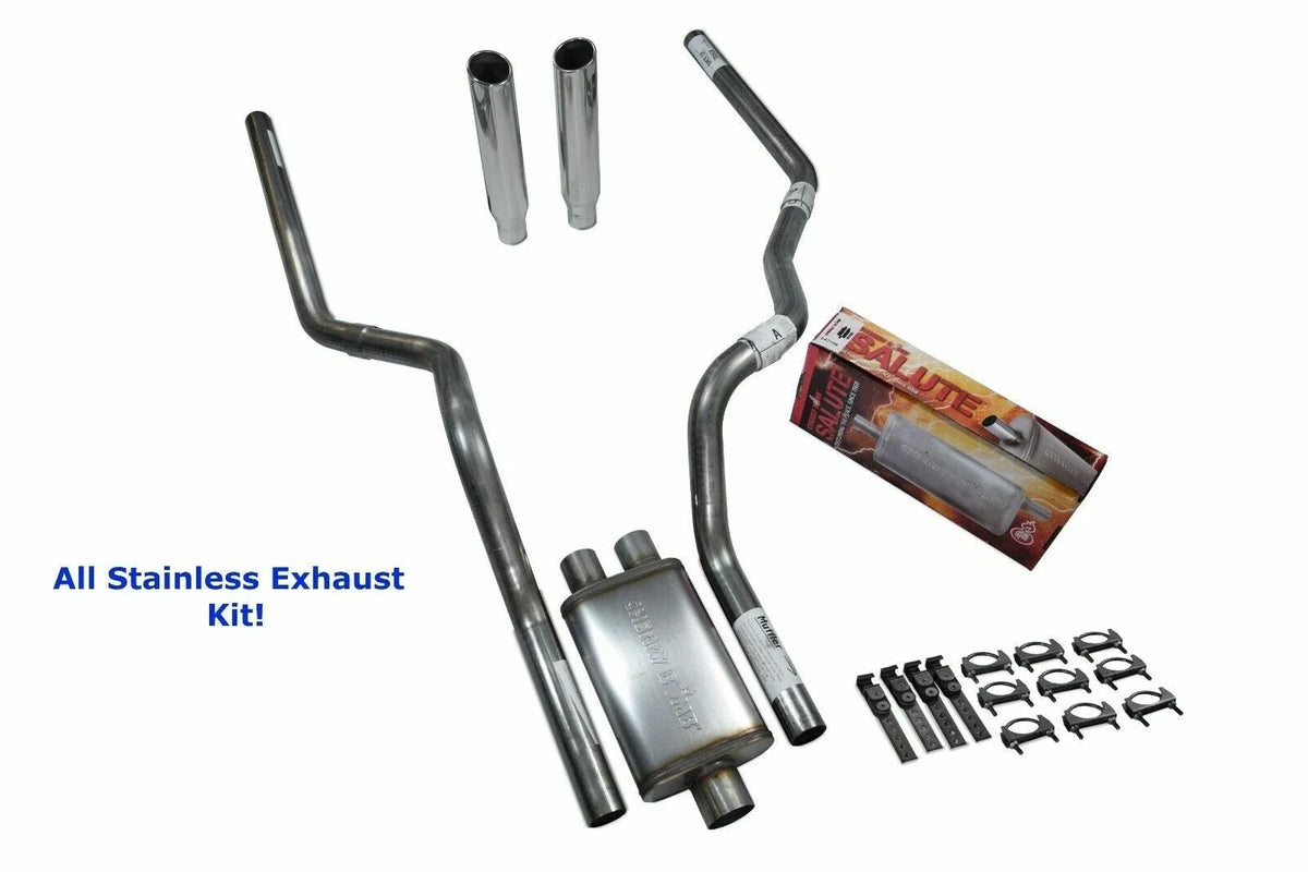 Dual Stainless Exhaust for Ford F-150 (1987–1997) Rolled Tip