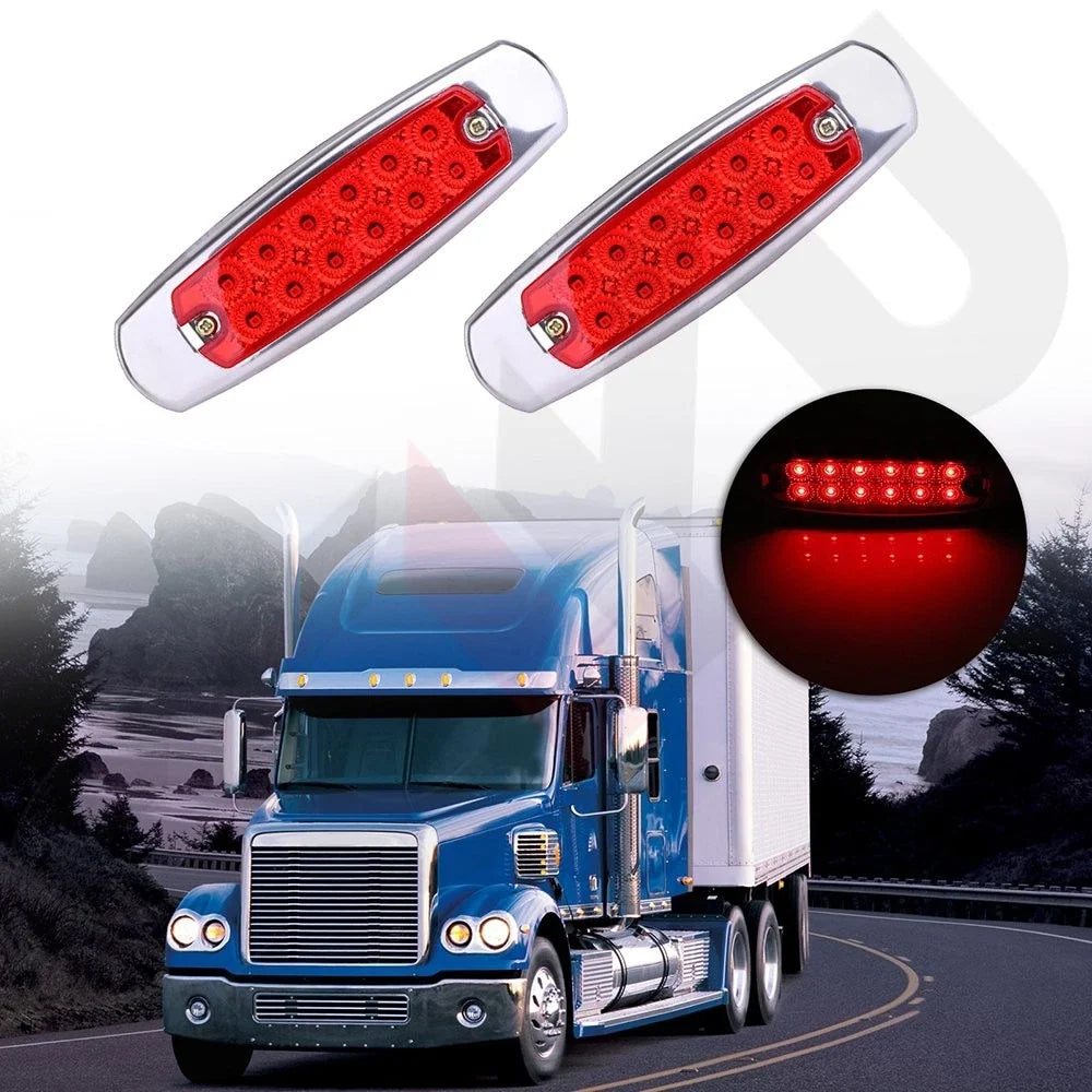 2X Red Ultra-thin 12 LED Side Marker Light for Peterbilt