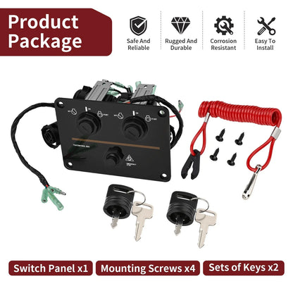 Dual Twin Ignition Key Kill Switch for Yamaha Outboard (6K1-82570-11-00)