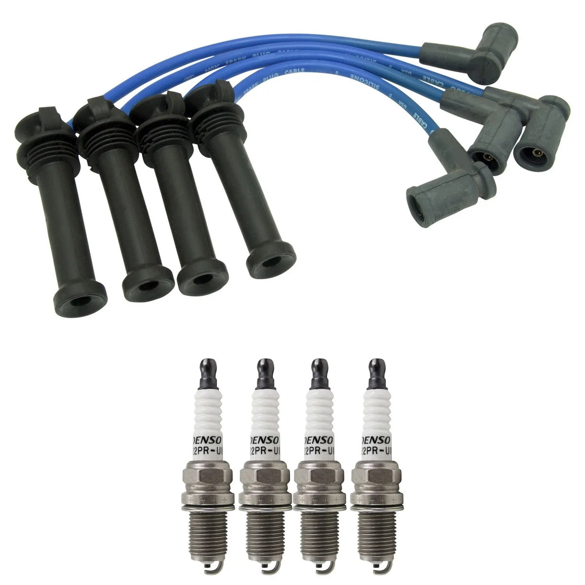 NGK Wire Set & Denso Spark Plugs Kit for Mazda B2300 (1994–2006)