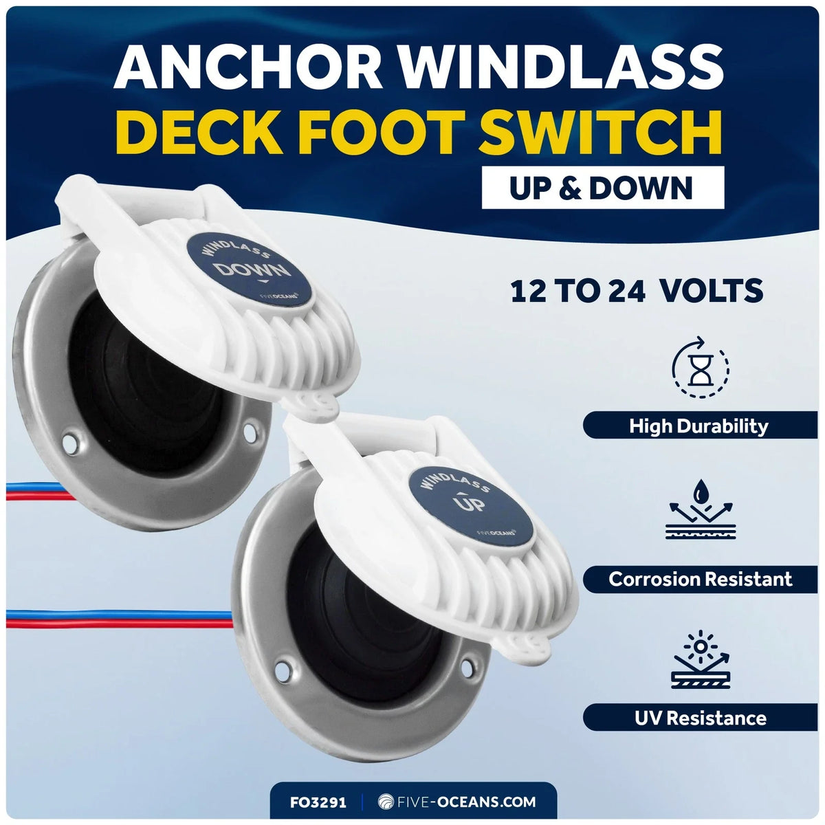 Foot Switch for Five Oceans Anchor Windlass (Up/Down, White, FO3291)