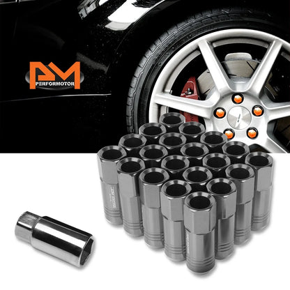Gunmetal Open End Conical Wheel Lug Nuts Set of 20 M12X1.25 + 20mm Extensions