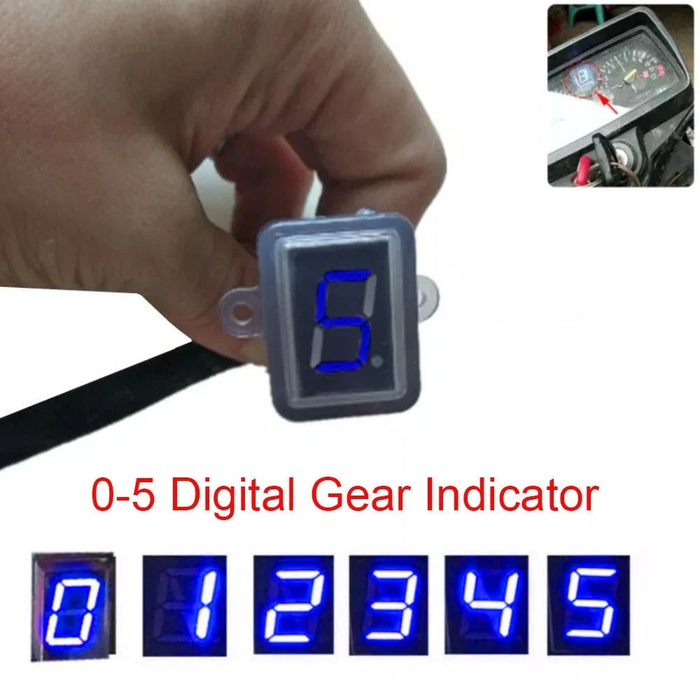 Digital Gear Indicator Light with Blue LED for Universal Motorcycles