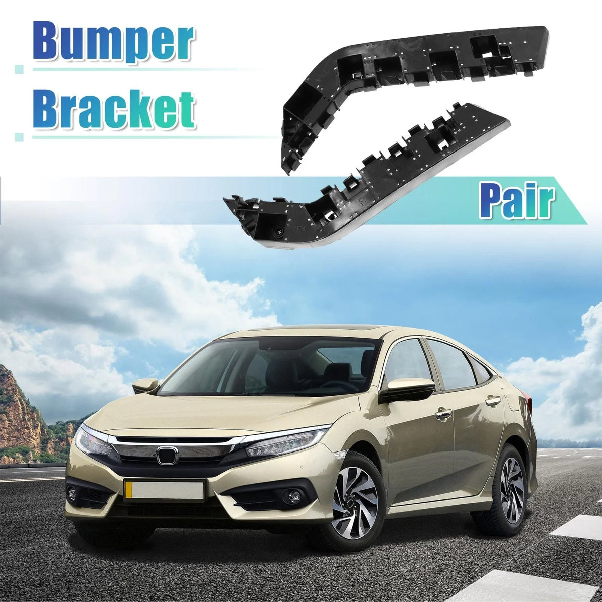 2X Front Bumper Bracket Mounting Support for Honda Civic (2016–2021)