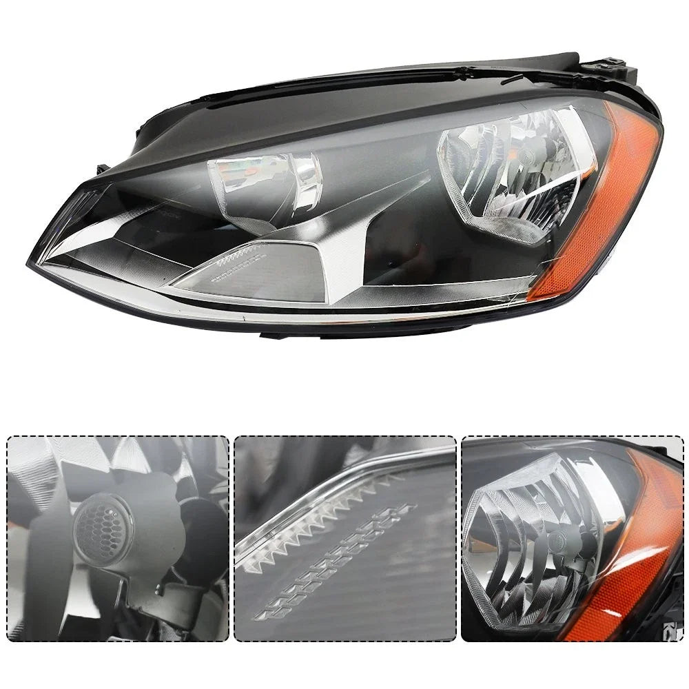 Headlight Replacement for Volkswagen Golf (2015–2017) LH Clear Lens Halogen