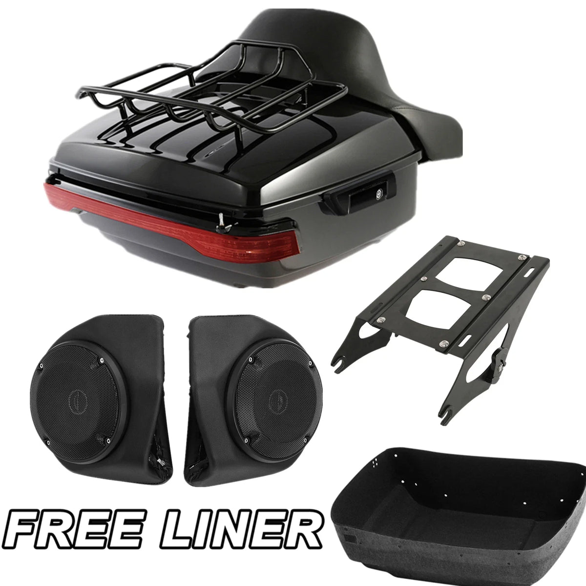Trunk Pad Rack Light Speakers for Harley Touring (2014-2023)