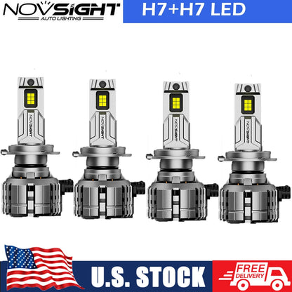 4-Pack H7 200W 40000LM LED Headlight Bulbs High Low Beam 6500K