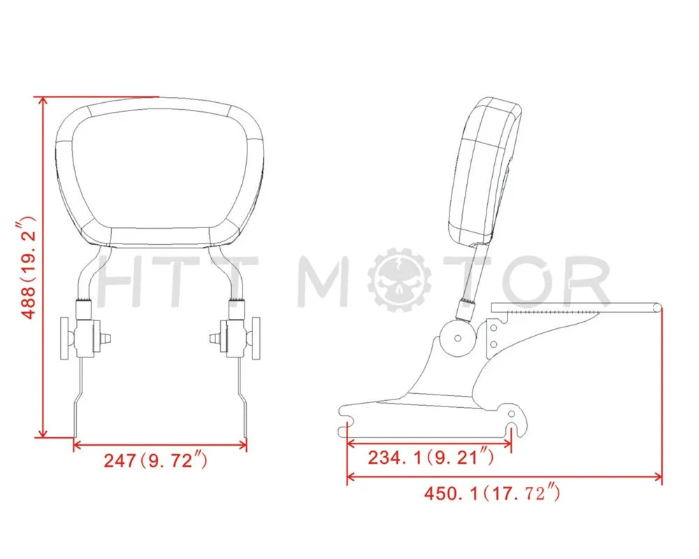 Adjustable Backrest Sissy Bar Luggage Rack for Harley Softail (2000–2005)