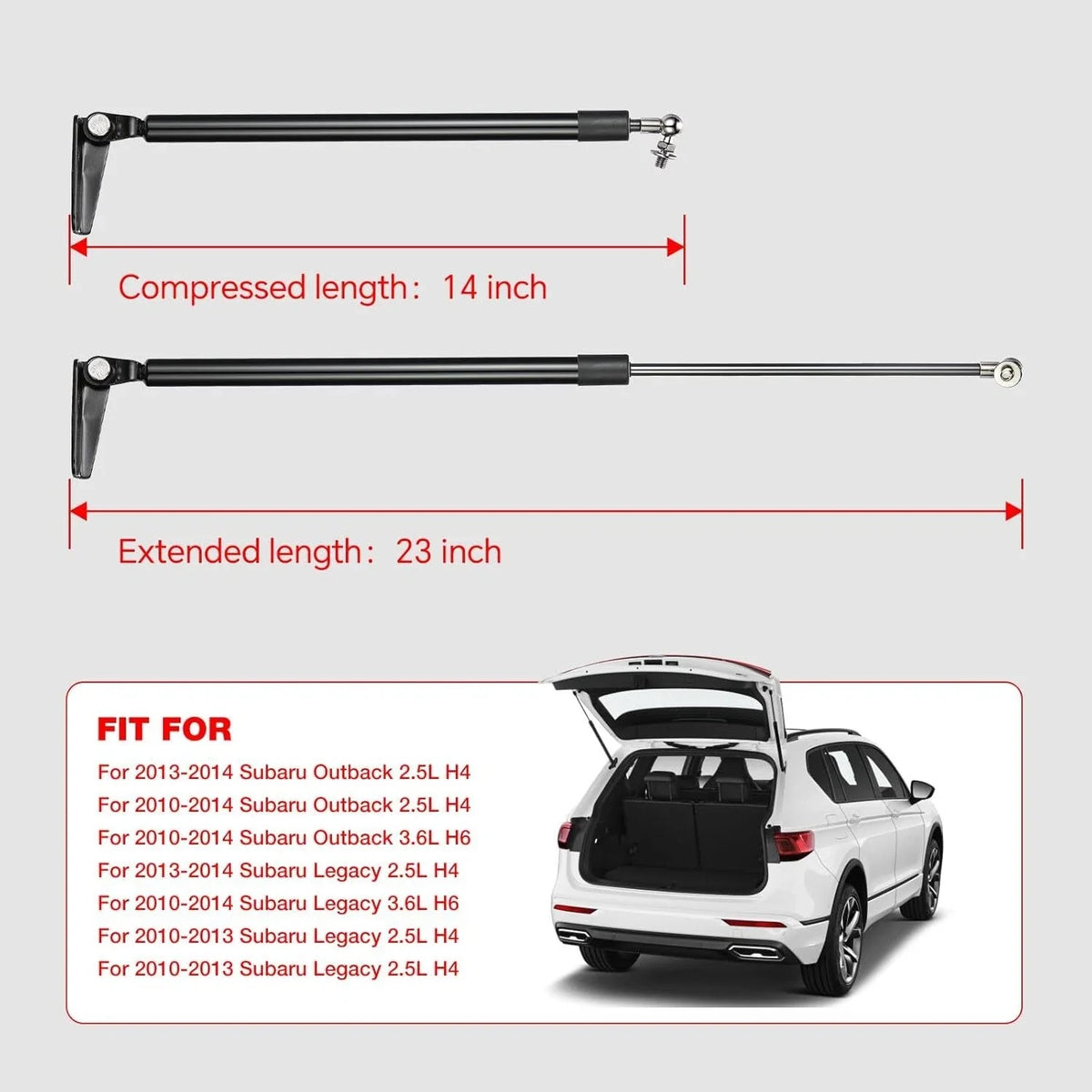 2-Pack Rear Liftgate Struts for Subaru Outback Legacy 2010 to 2014