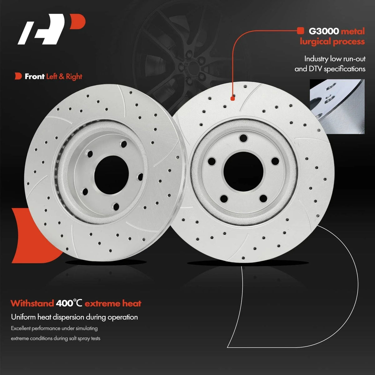 Front Brake Rotors (Drilled) for 2013-2023 Nissan Altima
