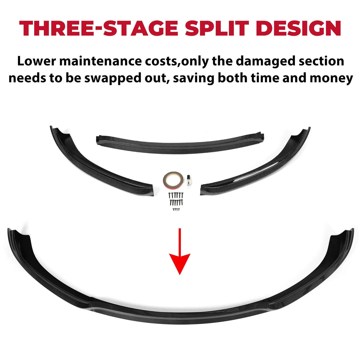 JC Style Front Bumper Lip Kit for Tesla Model S Sedan (2012–2017) - Carbon Fiber