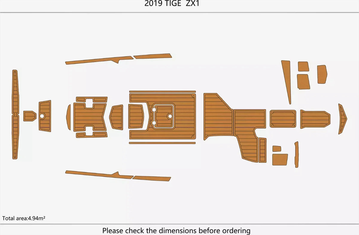 EVA Foam Cockpit Pads for Tige ZX1 (2019) - Faux Teak Deck Flooring