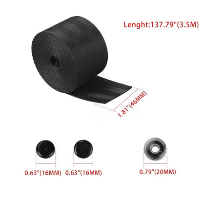 3.5M Retractable 3 Point Nylon Lap Seat Belt for Auto Racing
