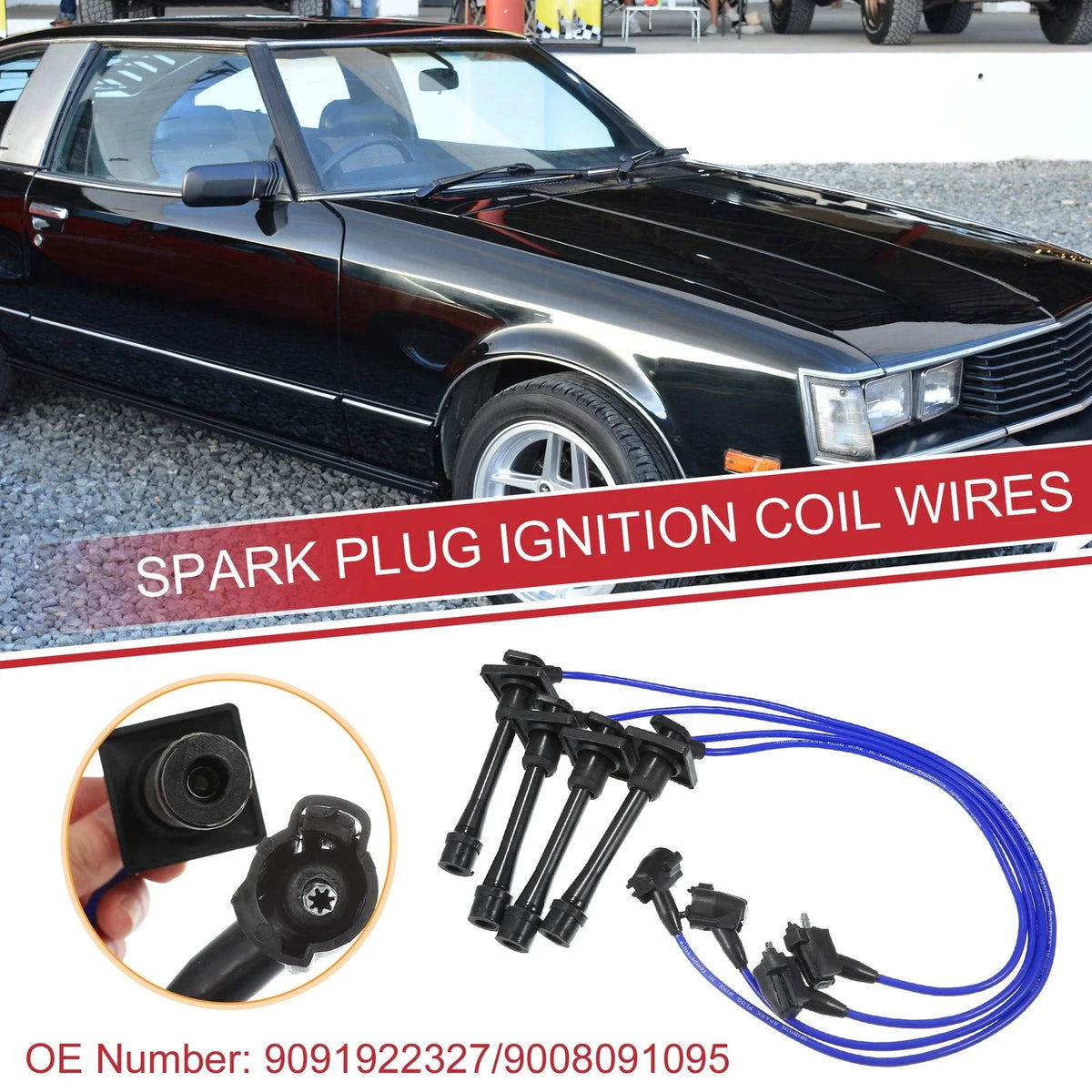 Set of 4 Spark Plug Wire Ignition Coil Cables No. 9091922327 for Toyota Celica (1994–1998)