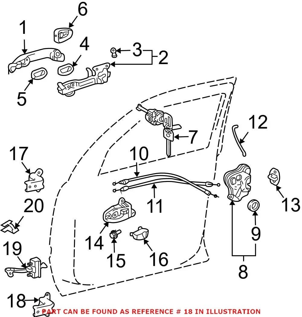 Front Passenger Right Lower Door Hinge for Lexus RX330 RX350 (2004–2006)