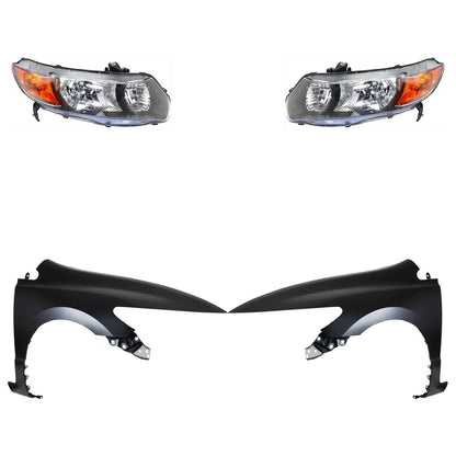 Headlight Set for Honda Civic Coupe (2006–2007) - Left & Right