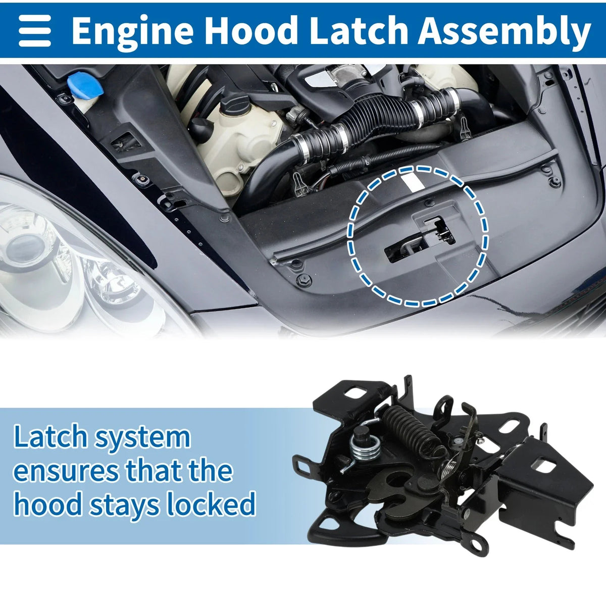 Hood Latch Assembly for Volkswagen Passat (2000–2005) 3B0823509R/3B0823509AB