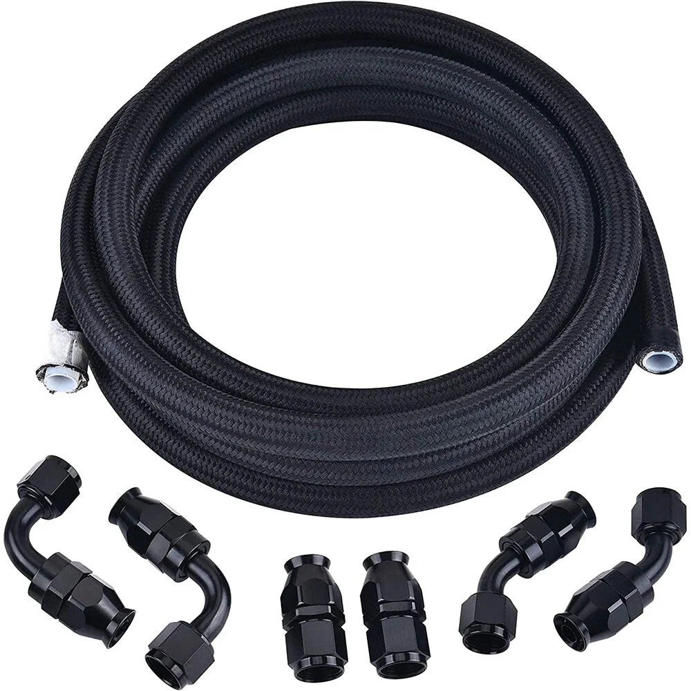 6AN Black Nylon PTFE Fuel Line Hose Kit 10ft for E85 (Universal)