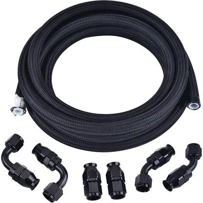 6AN Black Nylon PTFE Fuel Line Hose Kit 10ft for E85 (Universal)