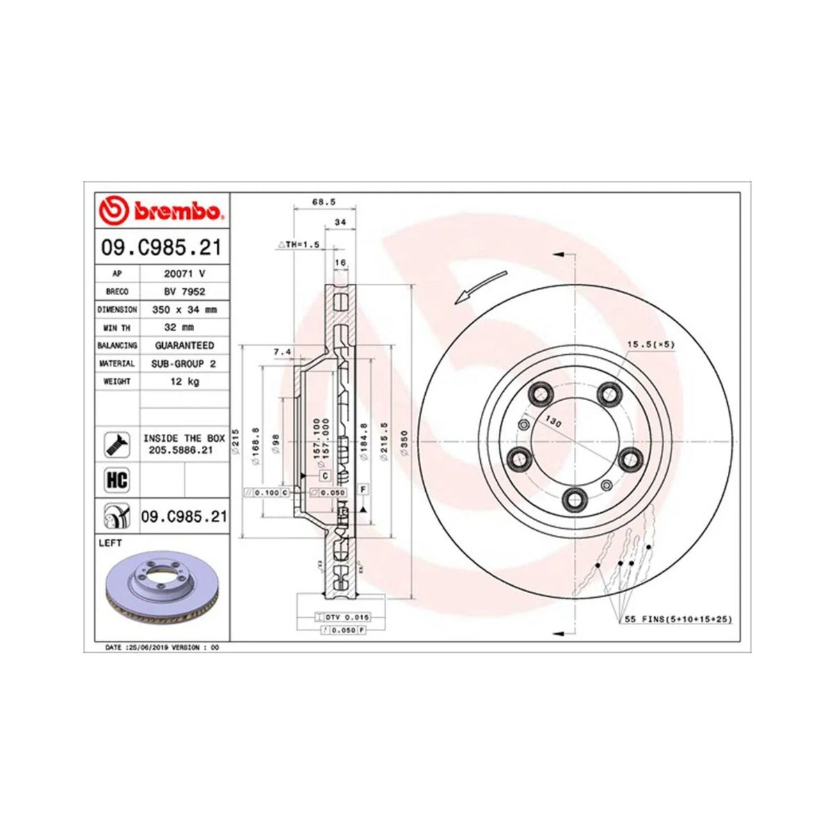 Front Left Brake Discs by Brembo for Panamera