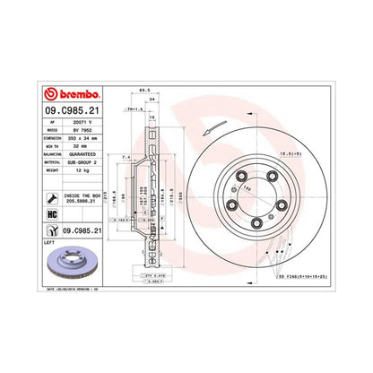Front Left Brake Discs by Brembo for Panamera