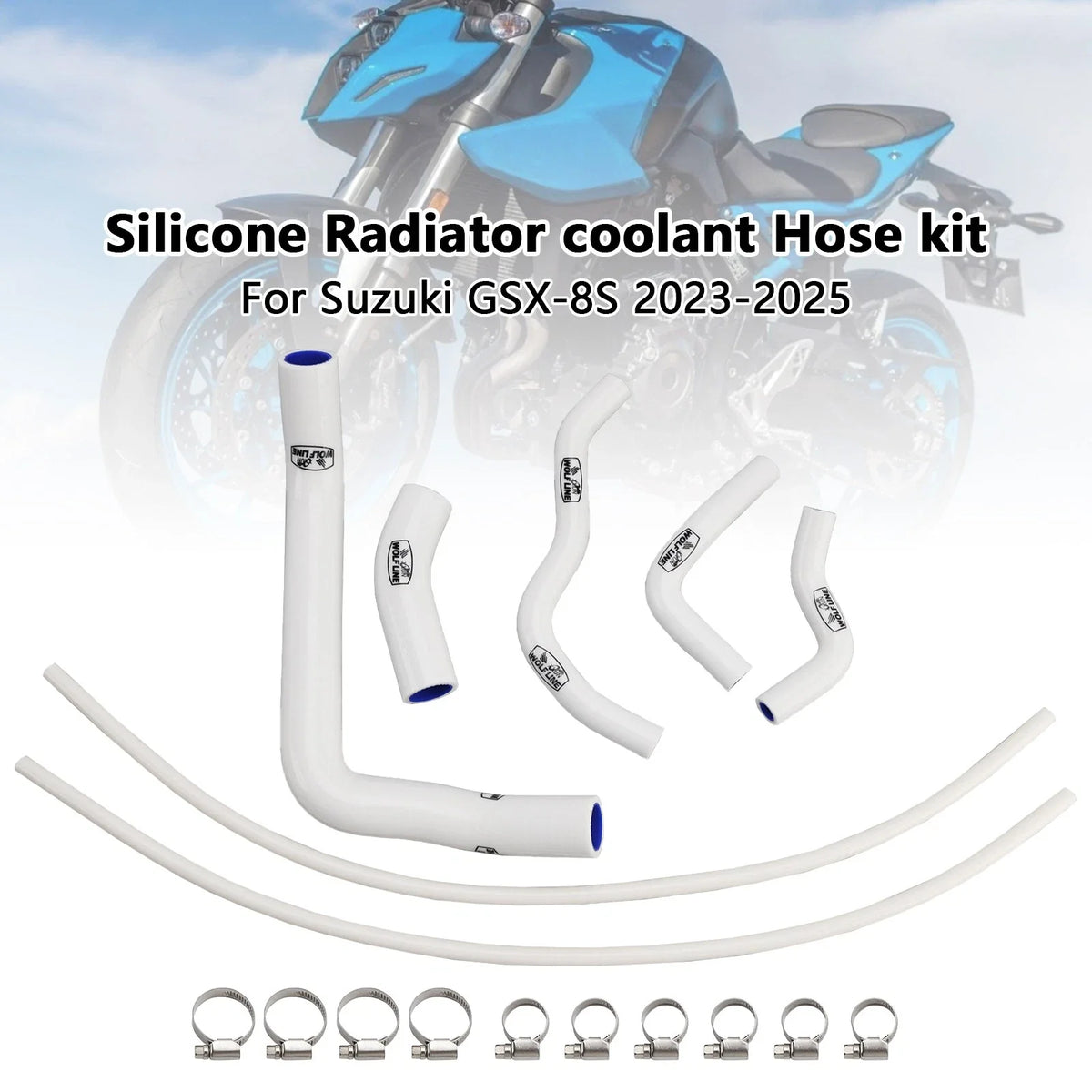 Silicone Radiator Coolant Hose for Suzuki GSX-8S (2023–2025) White
