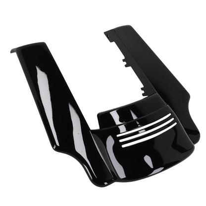 5" Stretched Rear Fender for Harley Touring (2014–2023) Tri-Bar Lights Black