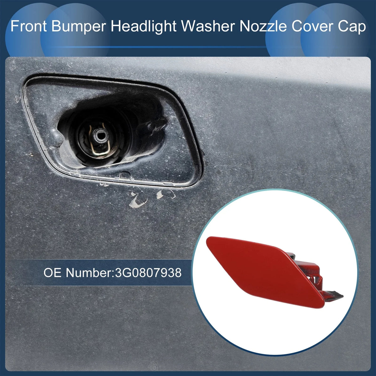 Front Right Washer Nozzle Cover Cap for Volkswagen Passat B8 (2015–2022) Red