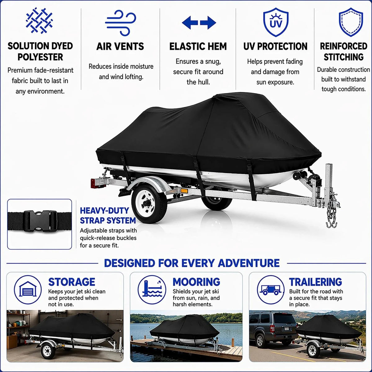 Black Jet Ski Cover for Sea Doo GTX 4-TEC (2002–2007)